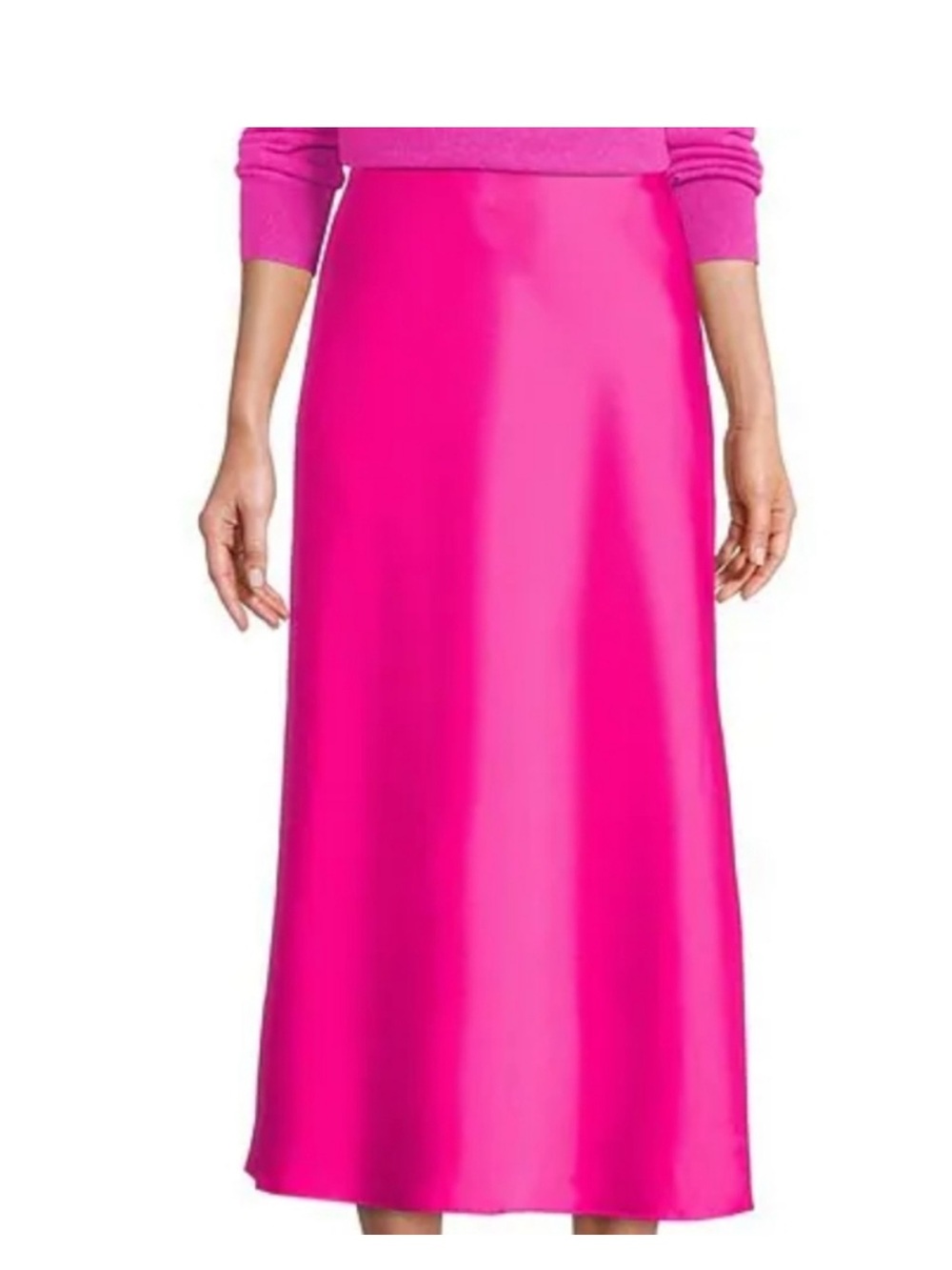 ANTONIO MELANI Blakely Skirt Women's Size 0 Hot Pink Satin A-Line Midi Skirt